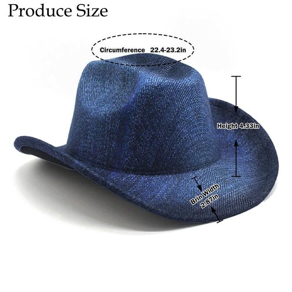 3934 Denim Cowboy Hat Y2k Western For Women Men Washed
